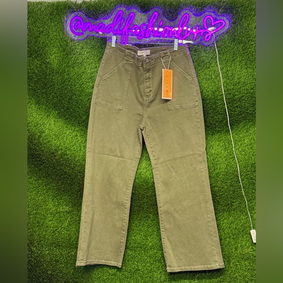 Moxidress High Rise Double Patch Pocket Straight Leg Pants main image 1